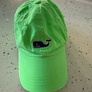Vineyard Vines Neon Green Cap with Navy Blue Whale